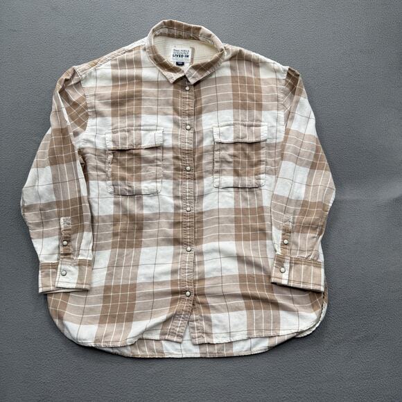 American Eagle Outfitters Other - American Eagle Shirt Mens Large‎ Brown White Plaid Lived In Thermal Lined